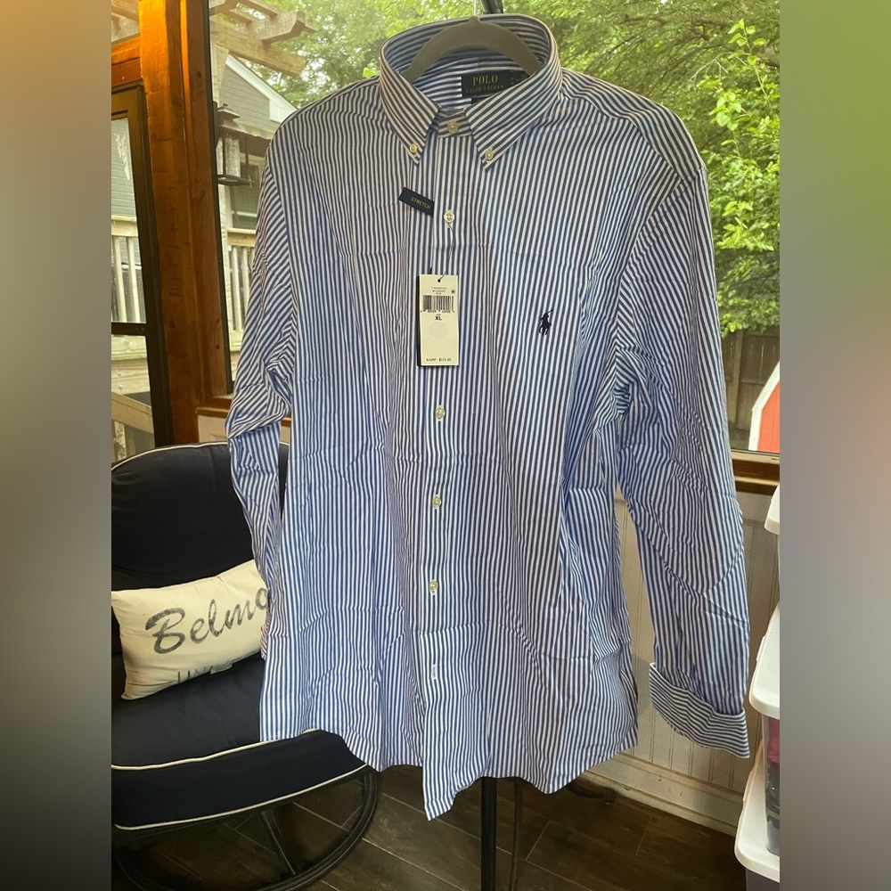 NWT Polo by Ralph Lauren Blue and White Button Down Shirt